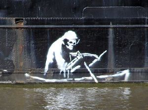 An example of Banksy graffiti.